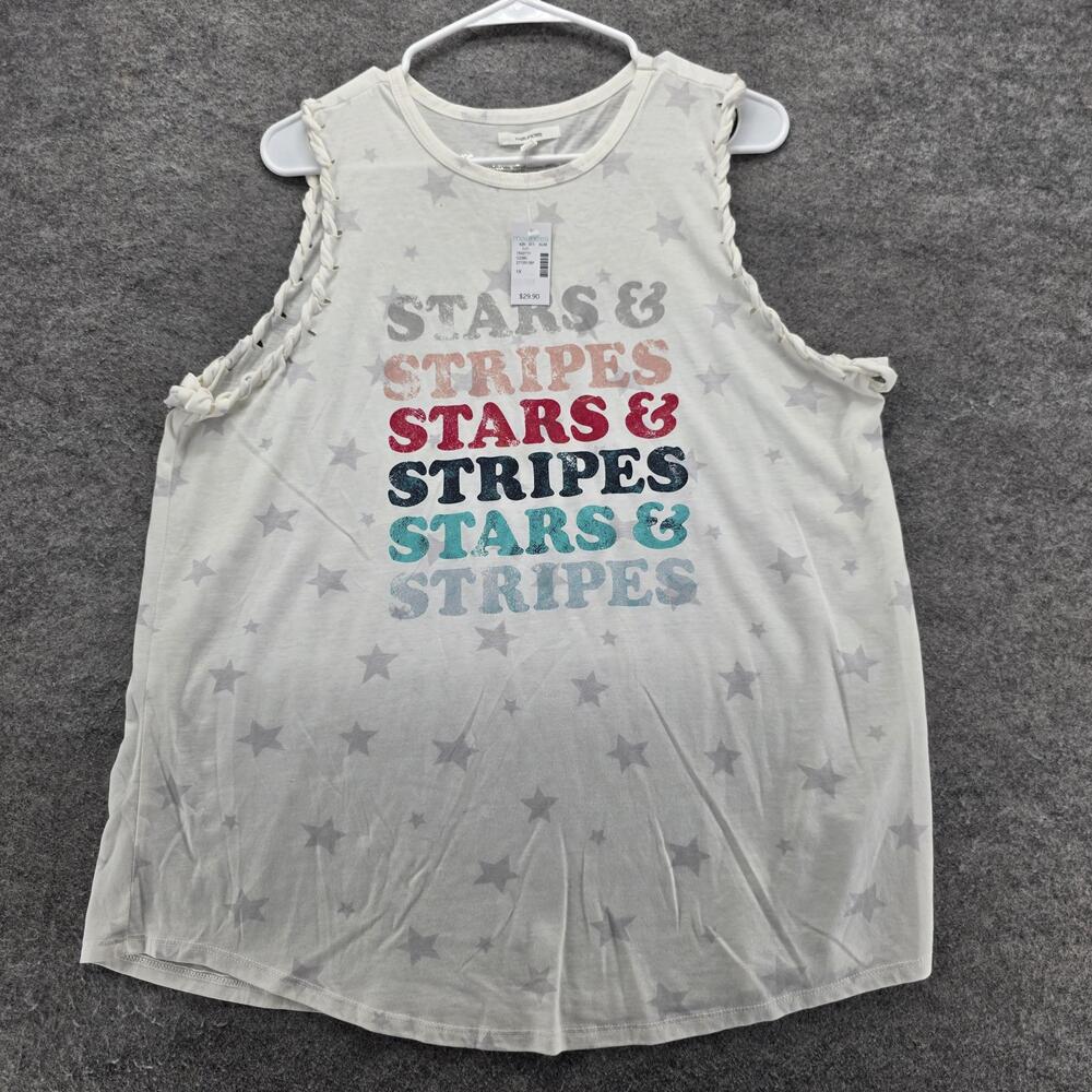 Maurices Shirt Womens 1X Stars & Stripes Tank Top Sleeveless Patriotic Graphic